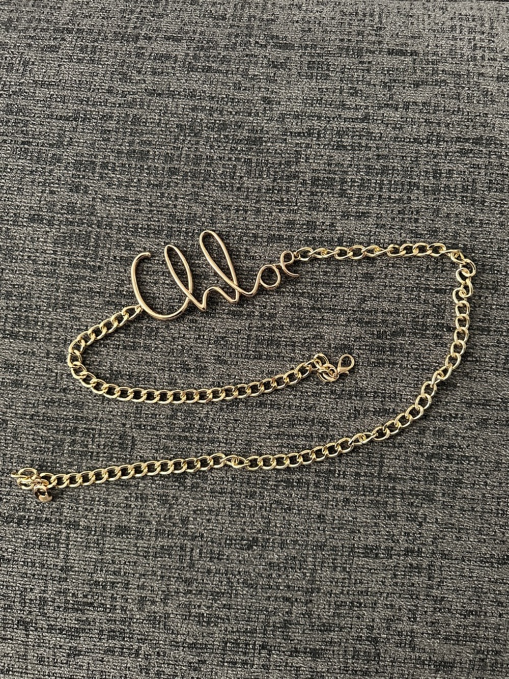 Gold 'Chloe' Script Nameplate Chain Belt